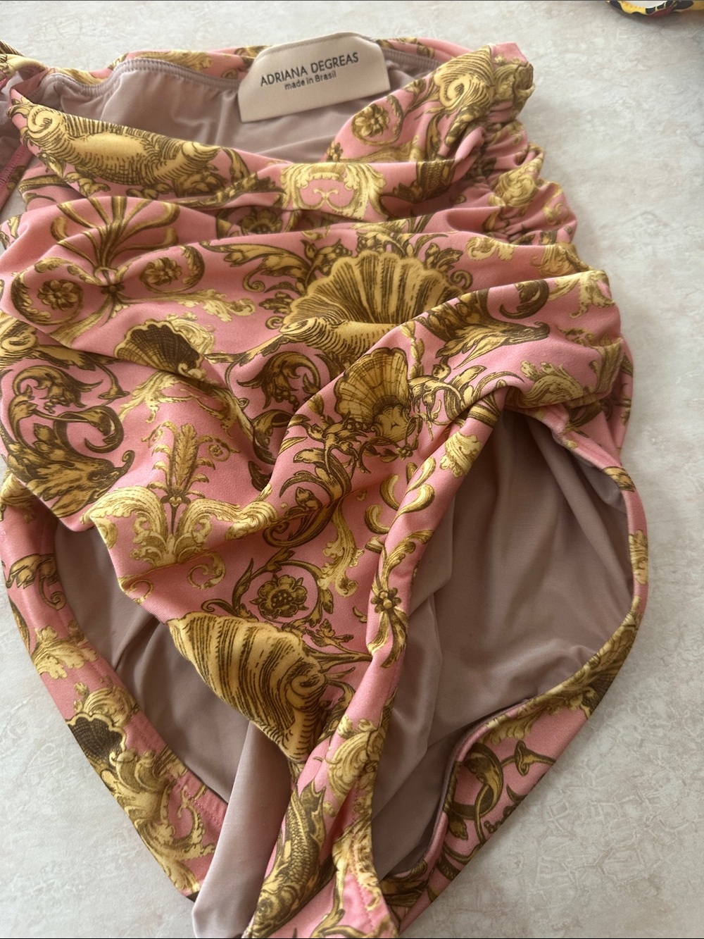 Adriana Degreas Pink & Gold Baroque Bandeau Swim Set - Picture 2 of 3